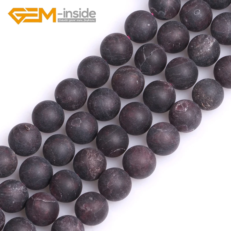 

Natural Round Frosted Matte Antiqued Red Garnet Stone Beads Strand 15“ For Jewelry Making Bracelet Necklace DIY Gifts Wholesale