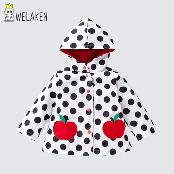 

weLaken Toddler Kids Coats&jacket Dot Embroidery Hooded Long Sleeve Fall And Spring Clothing Childen's Daily Wear