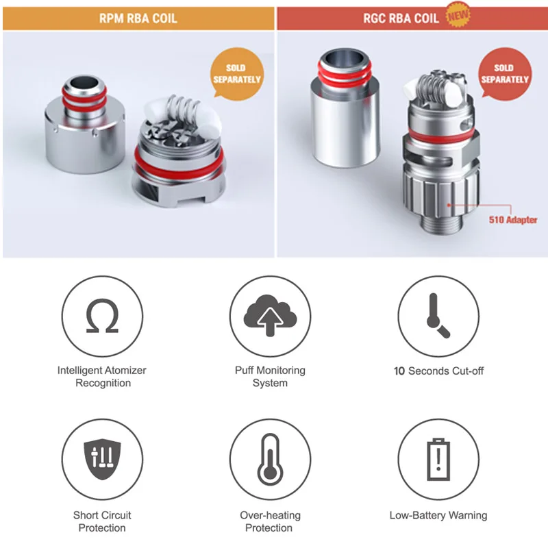 Испаритель SMOK RPM80 Pod Mod вейп набор с аккумулятором 3000 мА/ч картридж 5 мл об/мин RGC