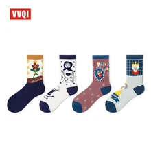 5 пар хлопковых детских носков в стиле Харадзюку в Корейском стиле женская обувь милые носки забавные каваи дизайнерские носки с принтом интересные e, для студенток; носки без пятки
