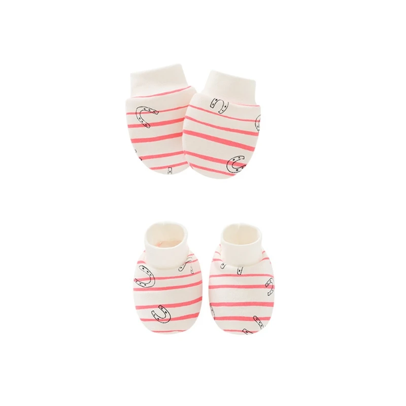 Cotton Baby Gloves Soft Anti Scratching Newborn Mittens+ Hat+Foot Cover Set Baby Warm Bonnet Beanies Caps Socks Baby Shower Gift baby accessories box