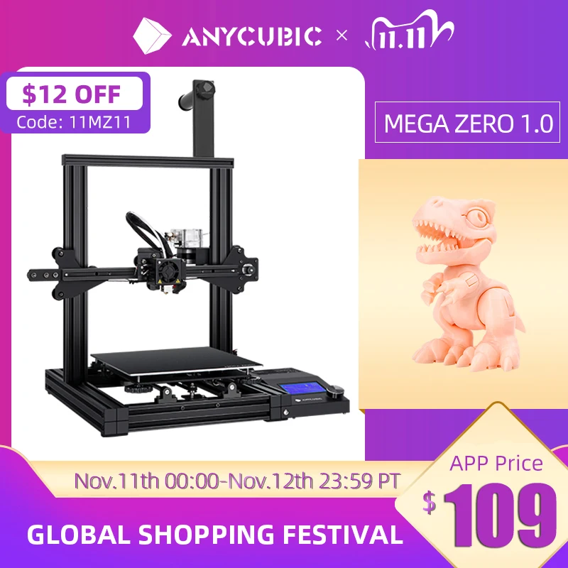 ANYCUBIC Mega Zero DIY 3D Printer 220X 220X250 desktop 3d printing extruder Metal frame Impresora High Precision impressora