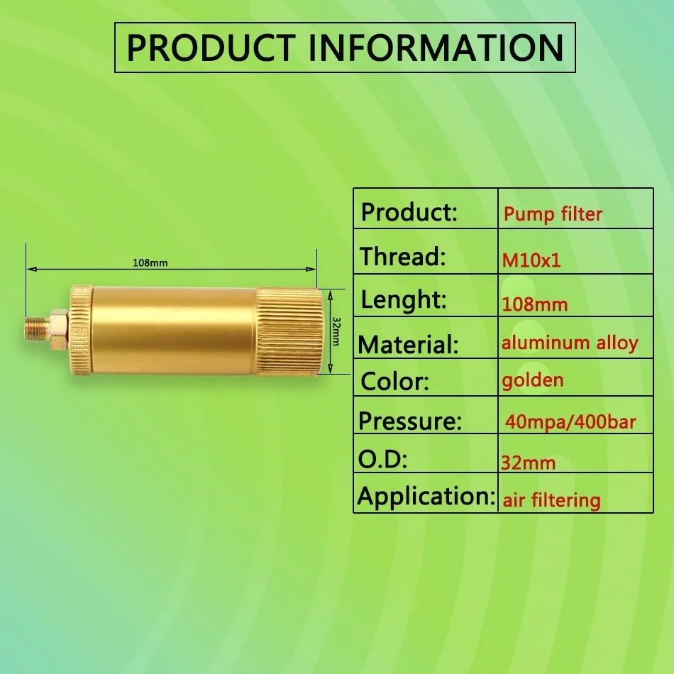 Пейнтбол PCP ручной насос воздушный фильтр высокого давления сепаратор воды и масла фильтрации 30mpa 4500psi M10x1 Резьба 50 см шланг