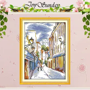 

The beautiful street view Counted Cross Stitch 11CT 14CT Cross Stitch Sets wholesale Cross-stitch Kits Embroidery Needlework