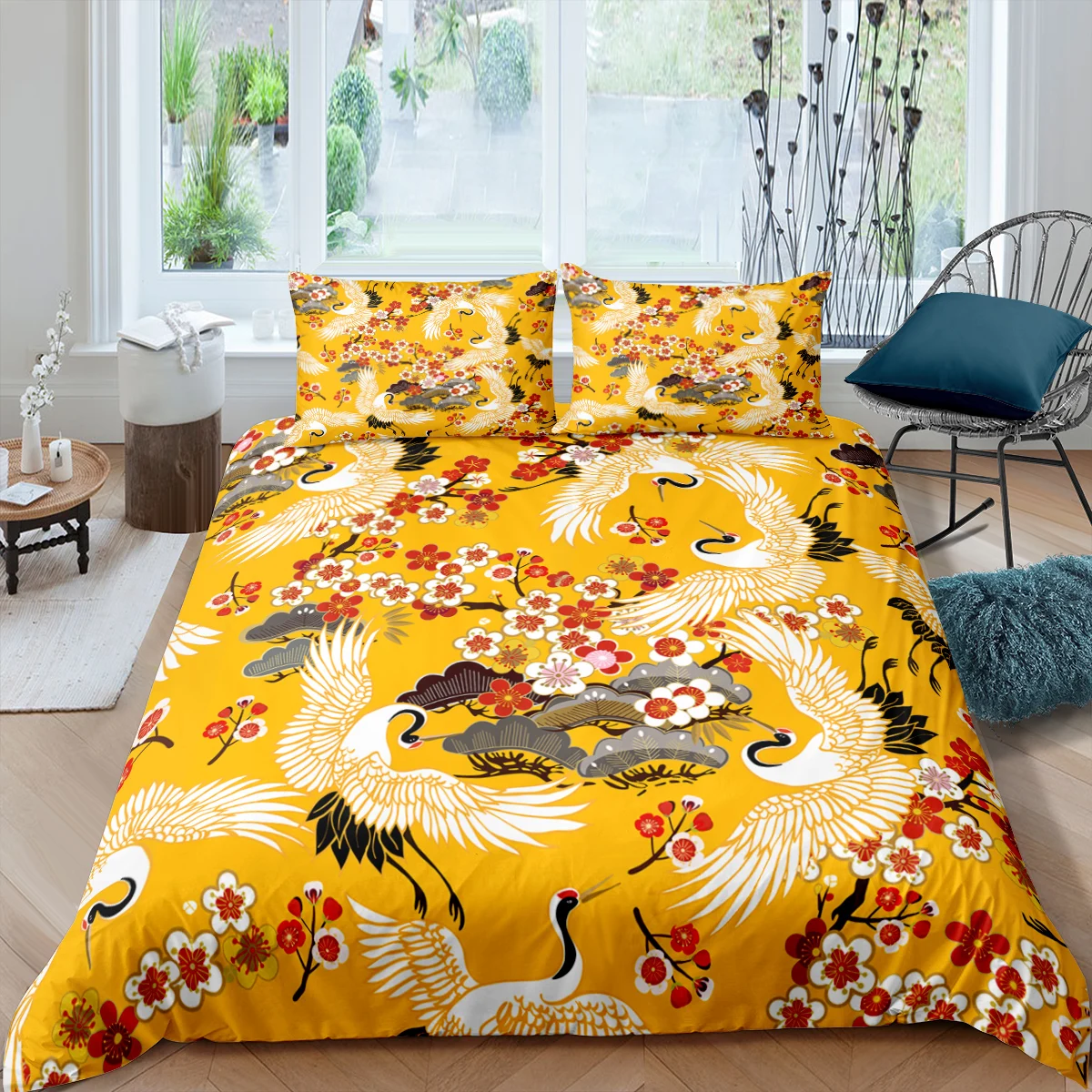 

Home Living Luxury 3D Crane Bedding Set Comfortable Duvet Cover Set Pillowcase Kids Bedding Set Queen and King EU/US/AU/UK Size