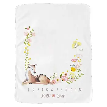 

Baby Monthly Record Growth Milestone Blanket Animal Pattern Photography Props 95AE