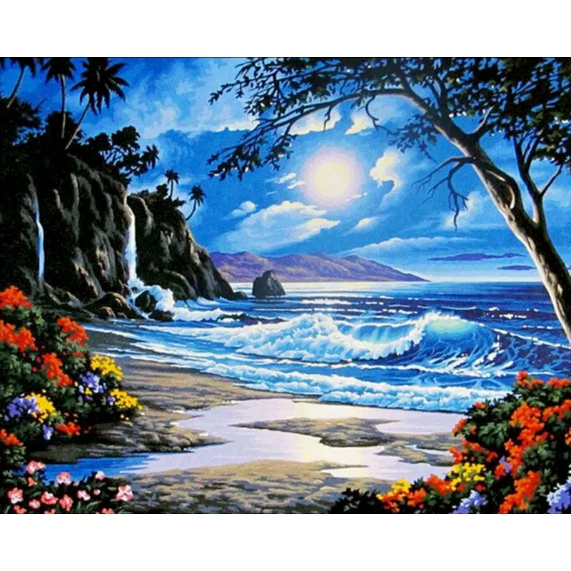 

GATYZTORY DIY Painting By NumbersRed Sea scenery Handpainted Room Decoration Unique Gift oil painting by numbers Home Decor