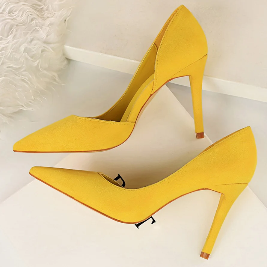 Zapatos de tacón alto para mujer, color morado, 2021 cm, Stiletto Borgoña, boda, color amarillo y verde, 9,5 - AliExpress