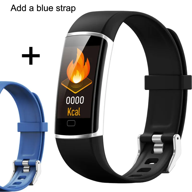 Add a blue strap Смарт-часы фитнес-трекер Ip67 Водонепроницаемый умный Браслет монитор сердечного ритма наручные спортивные Браслет фитнес-трекер Браслет - Цвет: Add a blue strap