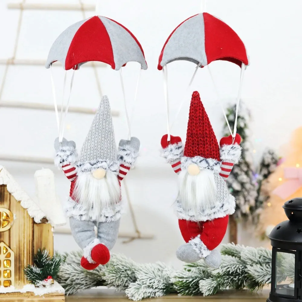Christmas Faceless Gnome Santa Skydiving Old Man Parachute Xmas Tree Hanging Ornament Doll Home Pendant Gift Drop Party Supplies | Дом и сад