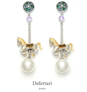 

New Fashion Design Exaggerated Carousel Earrings HF Jewelry Cubic Zircon Women's A Merry-go-round Earrings Wedding Gift