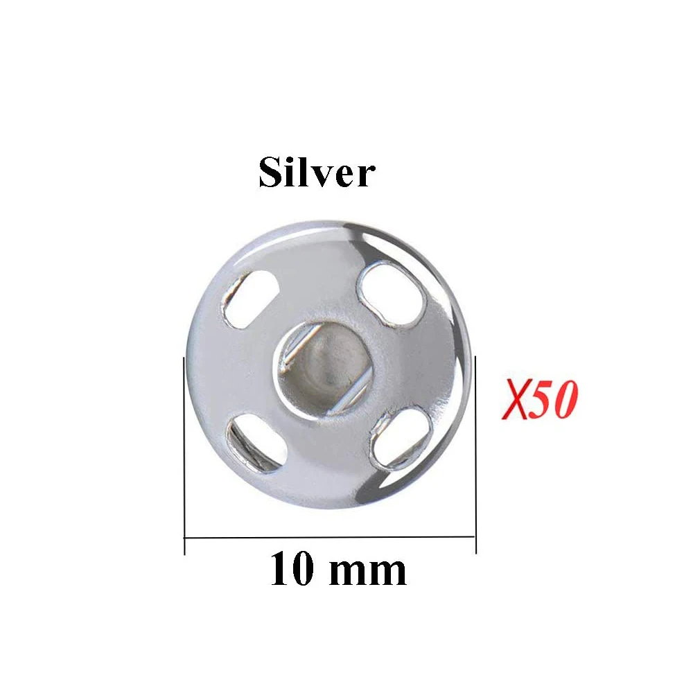 Clothes Hidden Button 100 Sets 10mm Sew-on Snap Buttons Stainless