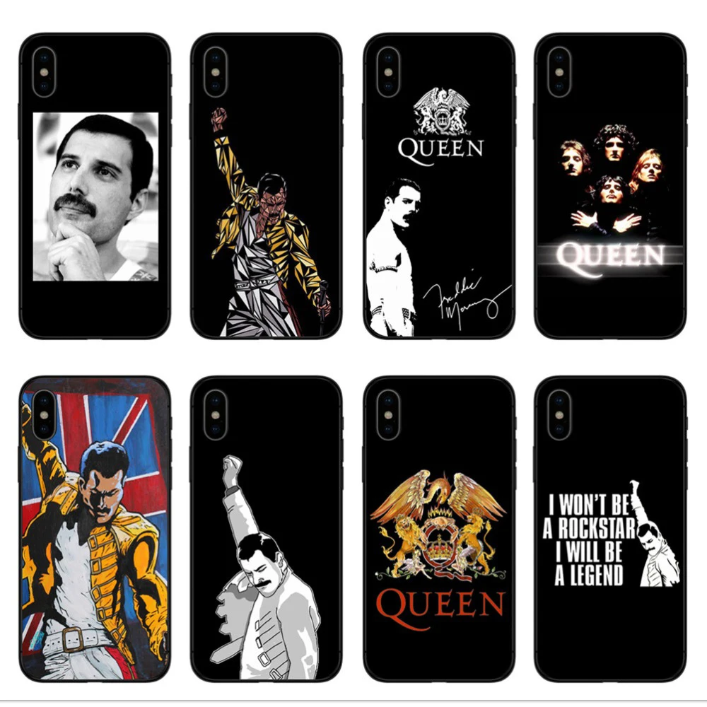

Phone Case For Coque iPhone X XR XS Max 8 8Plus 7 7Plus 6 6S Plus 5S SE Freddie Mercury Queen band Soft Silicone Cover