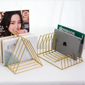 

Nordic Minimalist Triangle Bookshelf Newspaper Magazine CD Shelves Living Room Study Storage Rack Desktop Placement Organizer