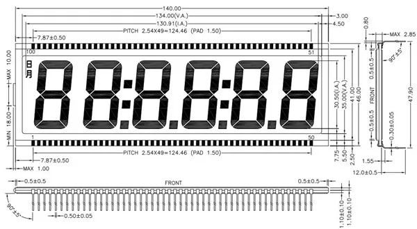 100PIN TN положительный 6-знака после запятой сегмент ЖК-дисплей Панель 5V белый/желтый и зеленый цвета/синий Подсветка цифровой Дисплей код времени ЖК-дисплей Экран