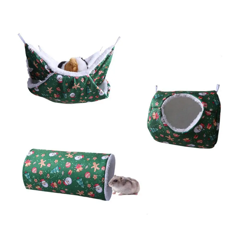 Winter Warm Small Animal Houses Hammock Tunnel Set Pet Hamster Rodent Guinea Pig Rats Sleeping Bed Soft Nest Bed Pet Supplies