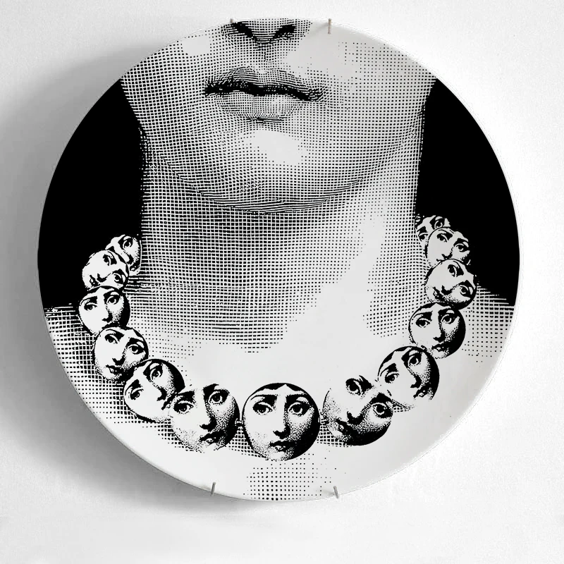 5 Топ Моды Milan rosenthal Piero fornasetti тарелки цвет черный и белый иллюстрации подвесные блюда образец комнаты/дома/отеля украшения - Цвет: 5