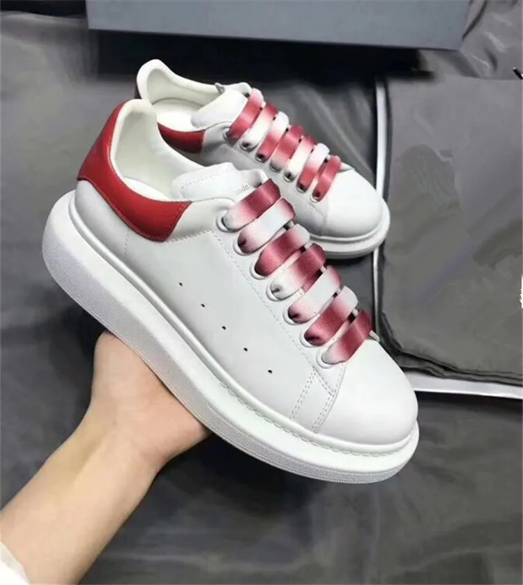 Женские и мужские брендовые кроссовки из натуральной кожи на платформе; повседневная спортивная обувь для бега и тенниса; прогулочная обувь для скейтборда - Цвет: Красный