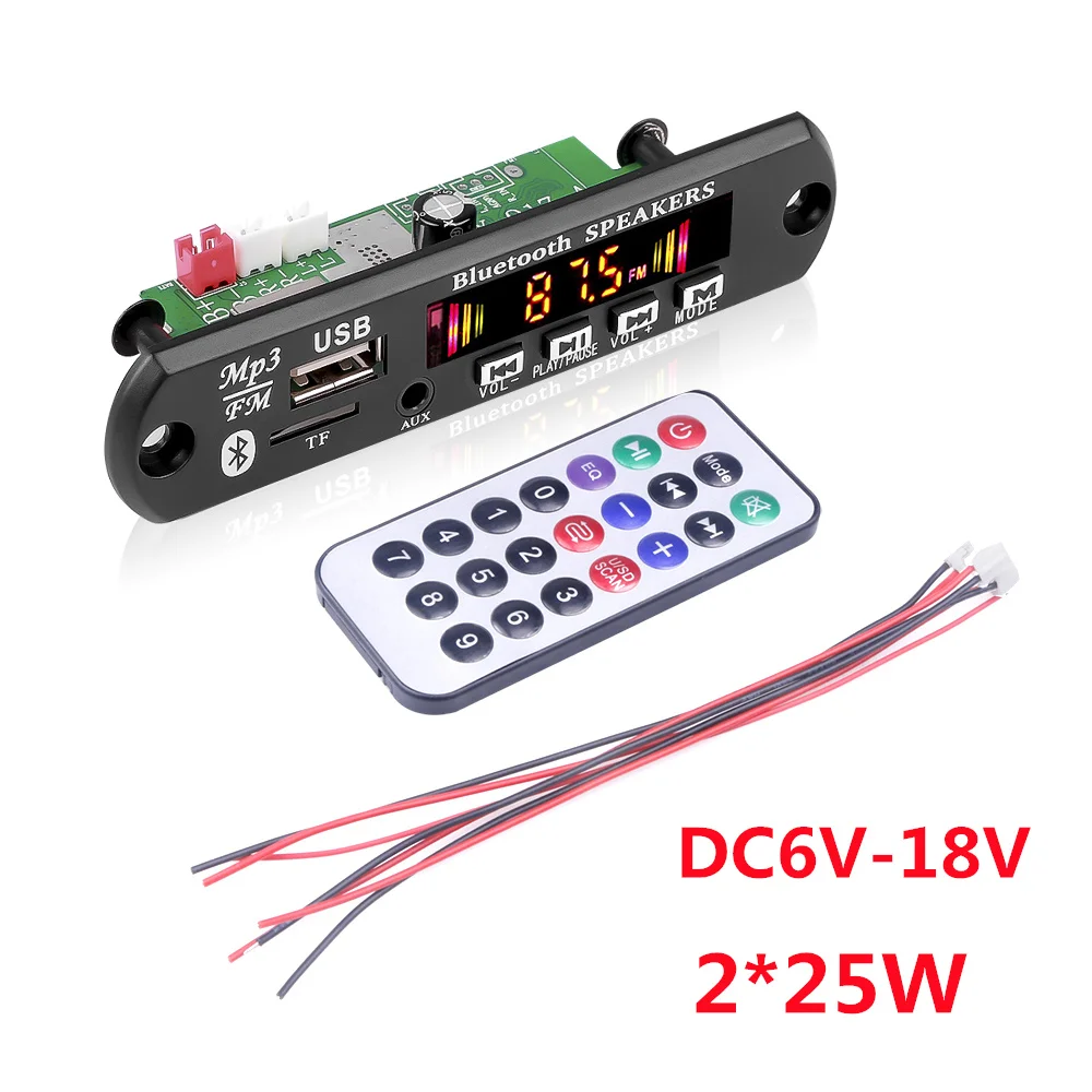 Car Audio USB TF FM Radio Module Wireless Bluetooth 12V MP3 WMA Decoder Board Support 2*15/25W Amplifier with Remote KEBIDU amplifier mp3 player,mp3 player,amplifier decoder board,mp3 bluetooth player
