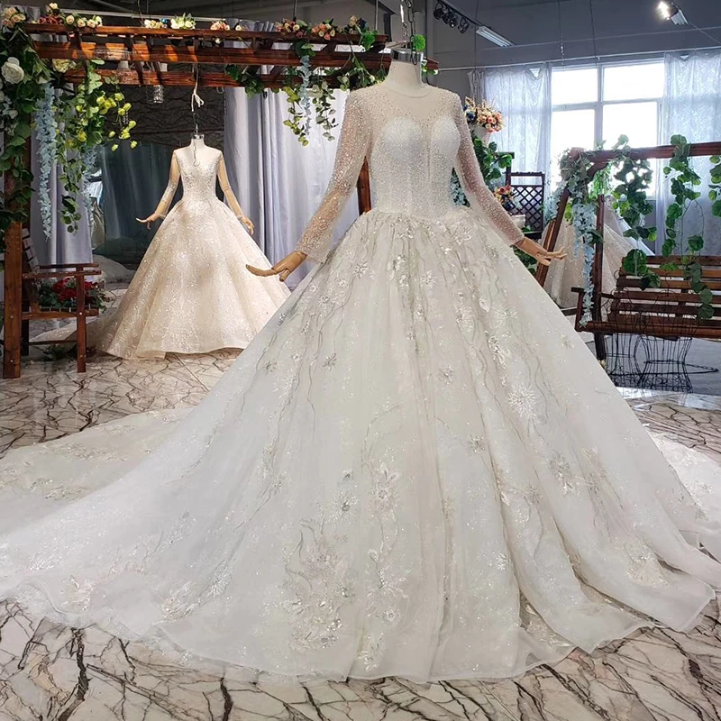BacklakeGirls Роскошные Часовня Поезд бальное платье Свадебные платья Robe De Mariee Великолепные Свадебные платья с бусинами Vestido De Noiva