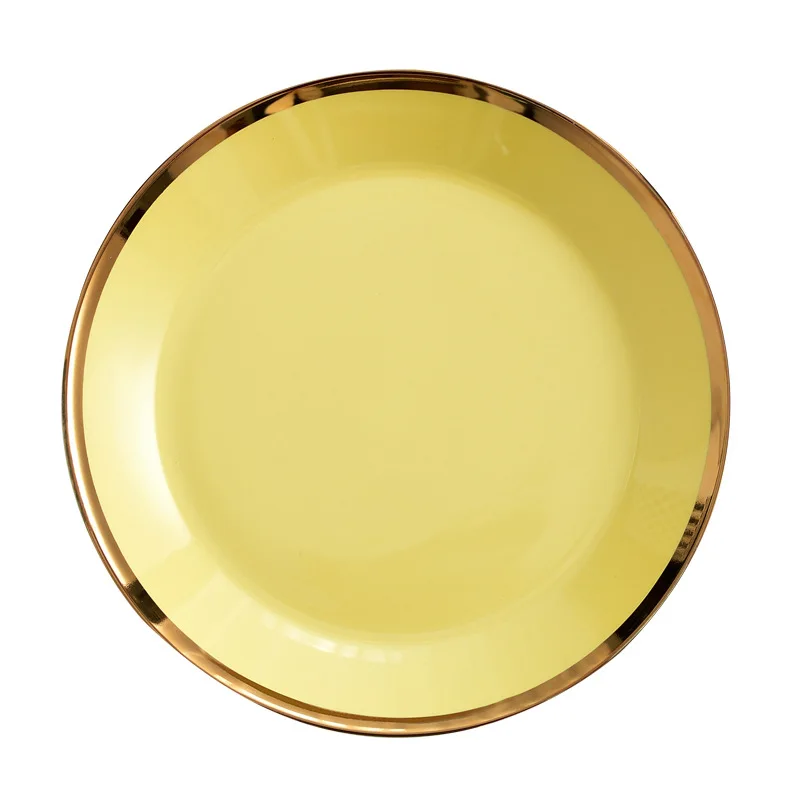 Golden edge Yellow FANTERCY посуда, обеденные тарелки керамические тарелки Пномпень бытовой меню блюдо глазурь тарелка с вестерном 8 дюймовая пластина креативный лоток - Цвет: Golden edge Yellow