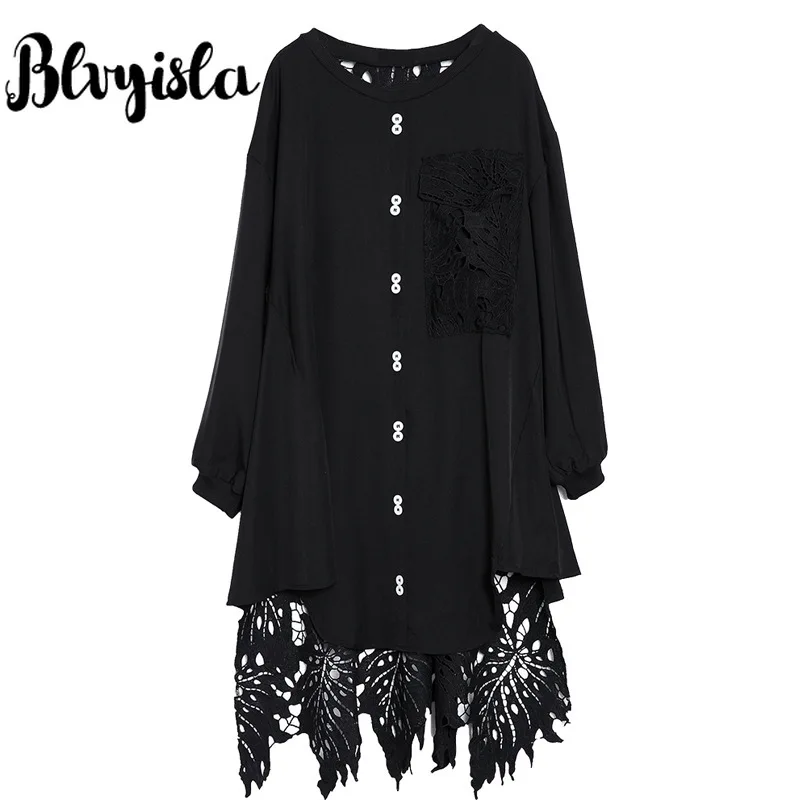 Платье Blvyisla черное готическое специальное ажурное кружевное в стиле панк с