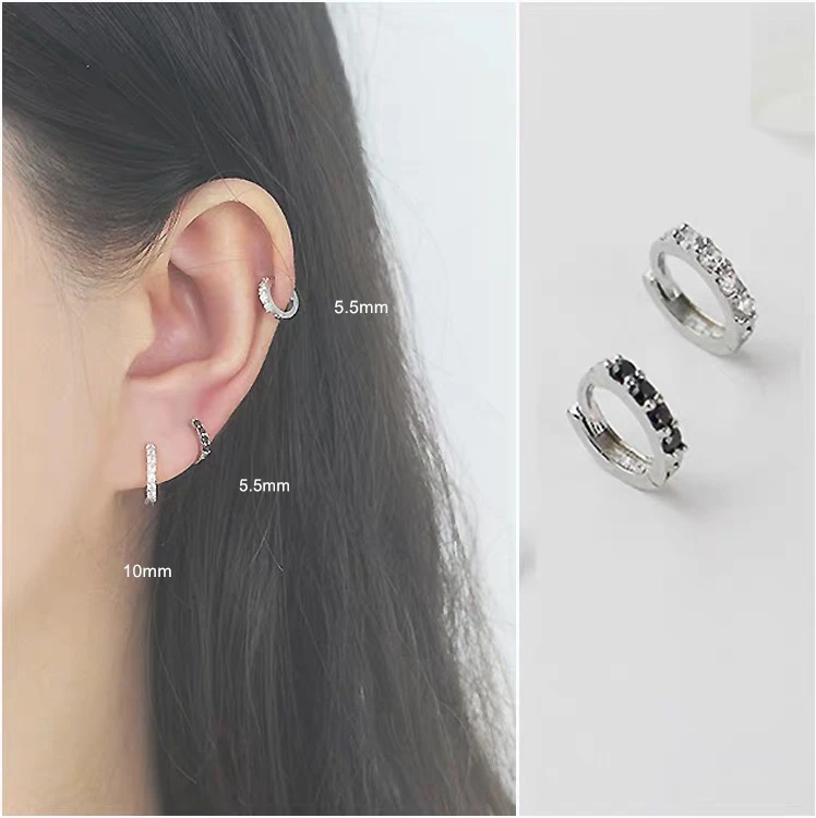 Серьги из серебра 925 пробы модные маленькие циркониевые серьги ушное кольцо с