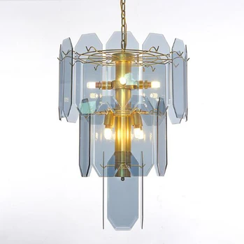 

Villa double entry building in the floor jump floor hollow high stair pendant lamp atmosphere creative luxury living room