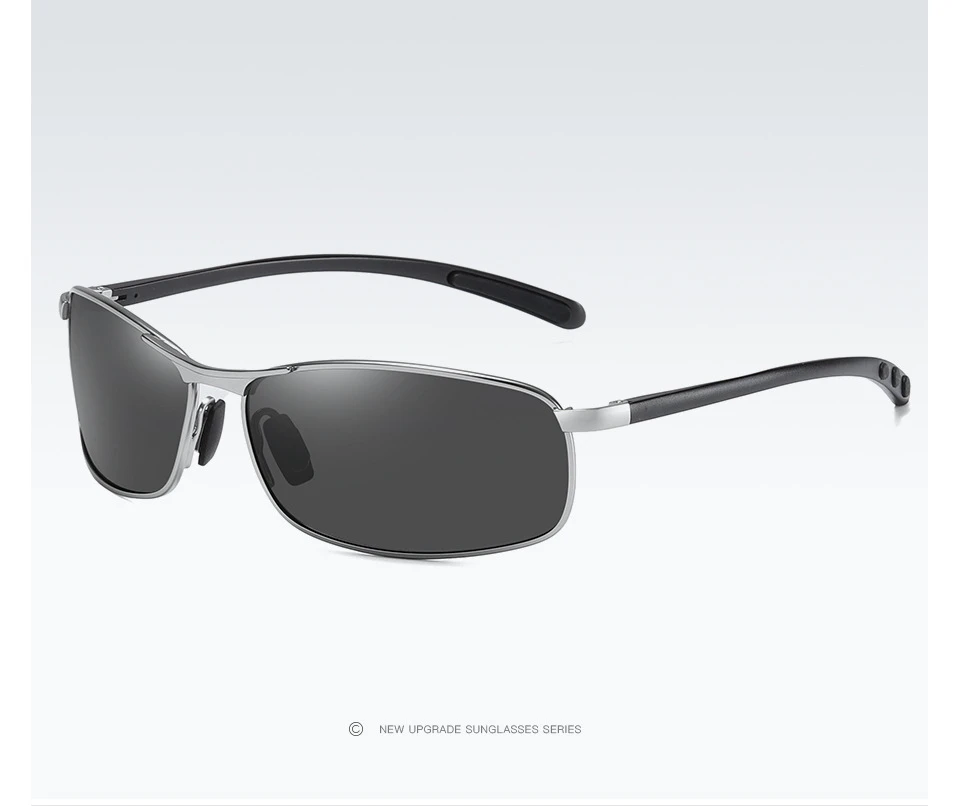 silver black Aoron мужские и женские поляризованные солнцезащитные очки классические прямоугольные солнцезащитные очки алюминиевая ножка Uv400 Солнцезащитные очки зеркальные очки для мужчин - Цвет линз: silver black