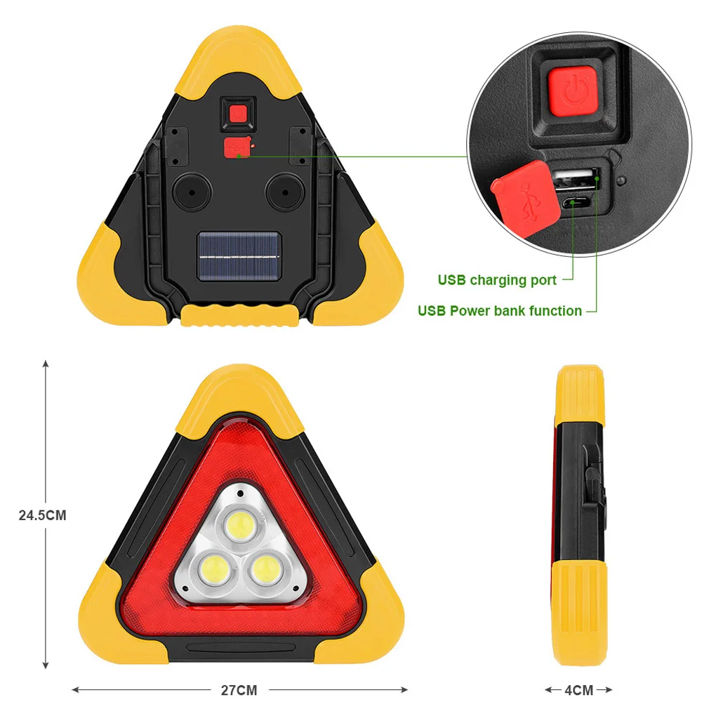 COB рабочие огни дорожная аварийная лампа солнечная/USB перезаряжаемая Автомобильная сигнальная лампа ремонт Кемпинг лампа новая