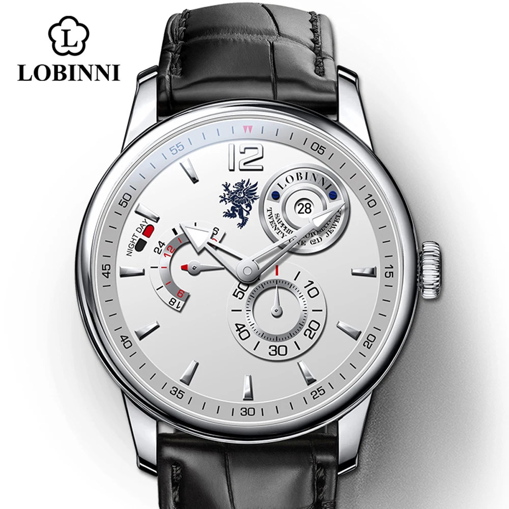 

LOBINNI Genuine Leather Men's Wristwatch Lucury Brand Haiou Movemnt Automatic Male Watch Tend Waterproof reloj hombre Sapphire