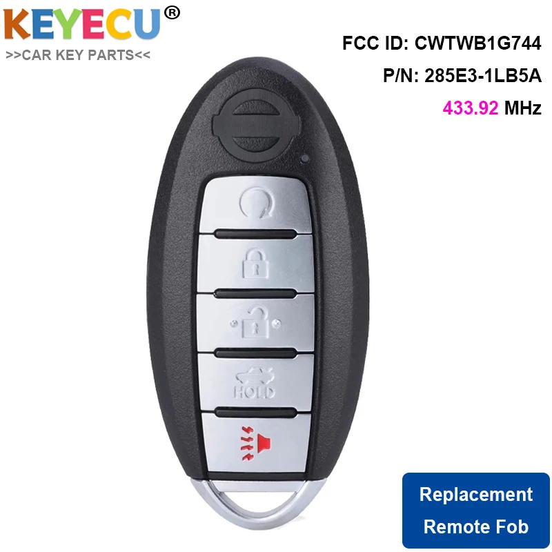 KEYECU 5 кнопки дистанционного Автомобильный смарт ключ-брелок 434 МГц ID46 PCF7952 чип для