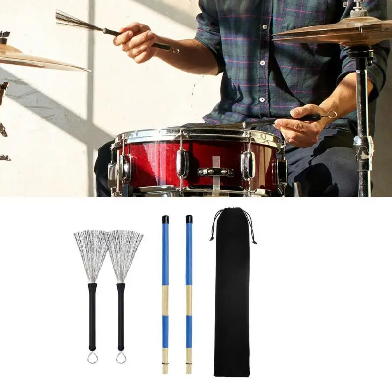 Drop Ship 5 Pcs/set Drum Steel Brush Drumstick Bar Percussion Instrument Accessories Beginners Gifts