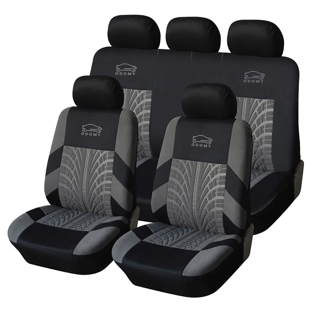 

ODOMY Car Seat Covers Universal Luxury Auto Dustproof Protector Seat Case Set Track Detail Style for Vehicle Cover Dustproof