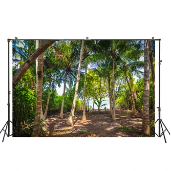 

Summer Tropical Seaside Beach Scenic Photography Background Palms Tree Sunshine Photographic Backdrops For Photo Studio W-079