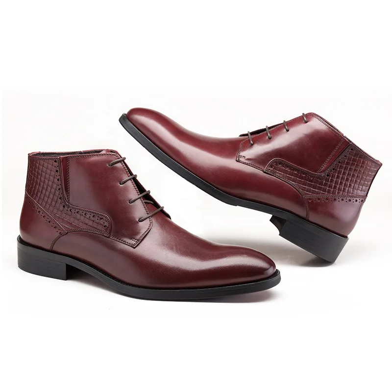 

Ankle Men Genuine Leather Boots Men Business Formal Wear Men Shoes Large Size Cowhide Bota Masculina Style