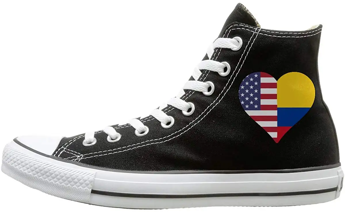 Canvas Shoes Half Colombia Flag USA Love Heart Classics High-Top Lace Ups Sneaker For Men Women |