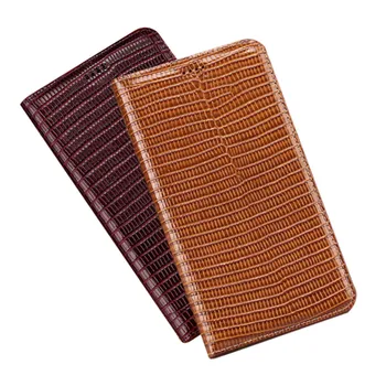 

Lizard texture genuine leather magnetic holster case for Nokia 6 TA-1000/Nokia 6.1 Plus/Nokia 6.2 phone cover card slot holder