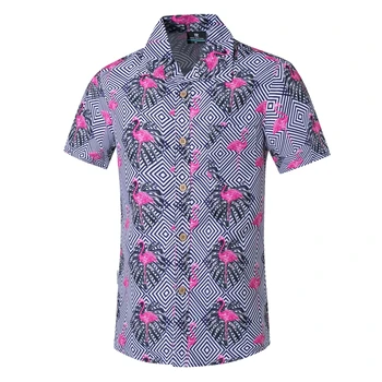 

Holiday Mens Hawaiian Shirt Male Casual Plaid print Beach Shirts Men Short Sleeve Plus Size 5XL Camisa Hawaiana Hombre