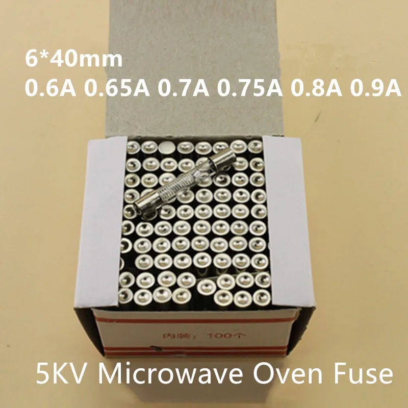 

100PCS/Lot 5KV Microwave Oven Fuse 6*40mm 0.6A 0.65A 0.7A 0.75A 0.8A 0.9A Glass Tube Fuse 6x40mm High-Pressure Fuse