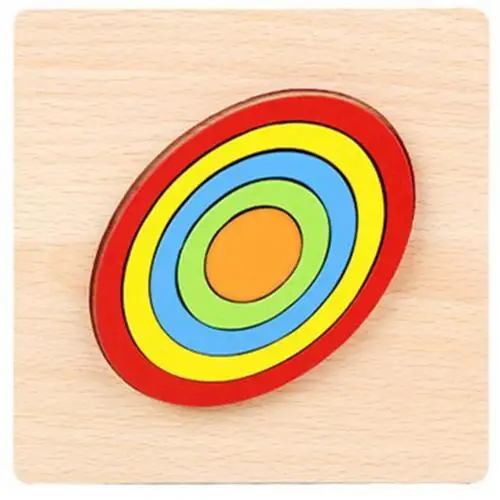 Деревянная Радужная цветная Геометрическая настольная игра-головоломка в форме познания обучающая игрушка - Цвет: Oval