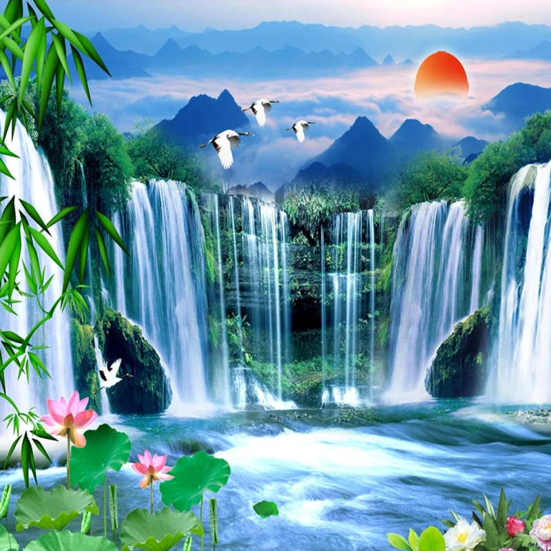 de bambu mural paisagem sala 04