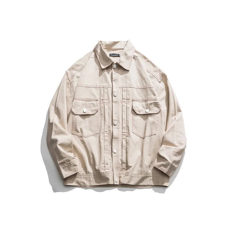 

Loose Mu Cool Spring New Products Retro Workwear Multi-pockets Fold-down Collar Jacket Men's Trend Japanese-style Loose Casual C