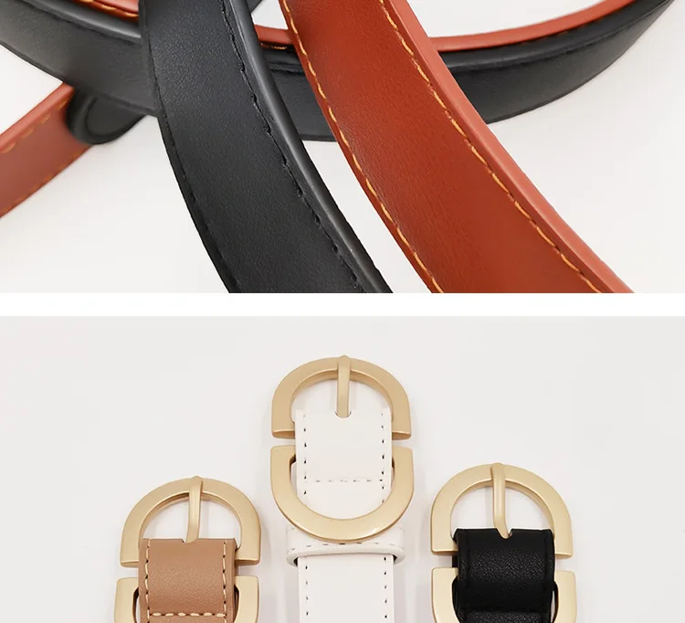 New double D button imitation leather belt women's fashion versatile Jeans Belt cowboy belt