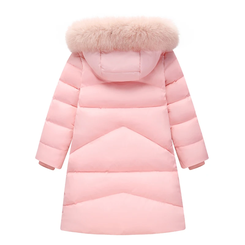 Зимние пуховые пальто для девочек и мам длинные детские пуховики на утином пуху модные однотонные куртки, размер 120-170