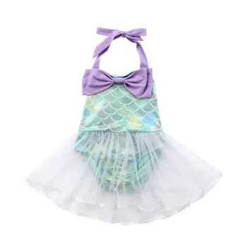 

Lolita Lace Bow Fish Scale Tutu Dress Baby Kids Girl Mermaid Ball Gown Tulle Dresses Party Birthday Costume