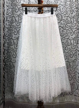 

2020 Spring New Women's Wild Sweet Sequins Gauze Skirt 0505
