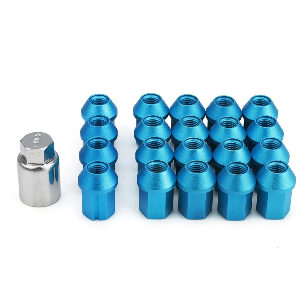 19HEX алюминиевый сплав 7075-t6 противоугонные m12x1.5 m12x1.25 Колесные гайки длина 35 мм с 7 боковым замком гайки ключ безопасности - Название цвета: Синий