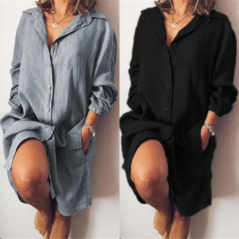 

Plus Size Tops Women's Blouse 2019 ZANZEA Autumn Shirt Vestidos Elegant Button Long Sleeve Shirts Kaftan Blusas Woman Tunic 5XL