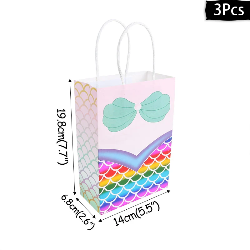 3pcs paper bags-C Вечерние принадлежности в стиле Русалочки, украшение в виде Русалочки, украшения для дня рождения, Детские вечерние украшения в честь Дня Рождения - Цвет: 3pcs paper bags-C